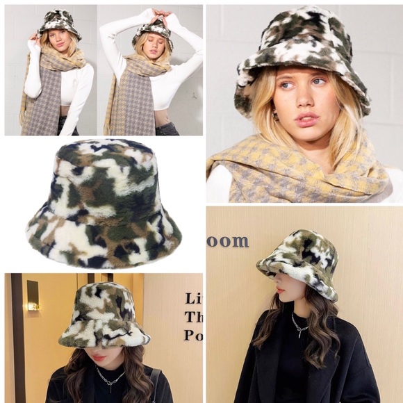 Wink Wink Accessories - [New] Women's camo fur bucket hat